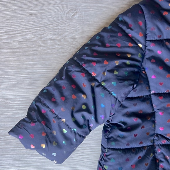 ME JANE rainbow heart puffer hooded jacket size 24M - Picture 5 of 16